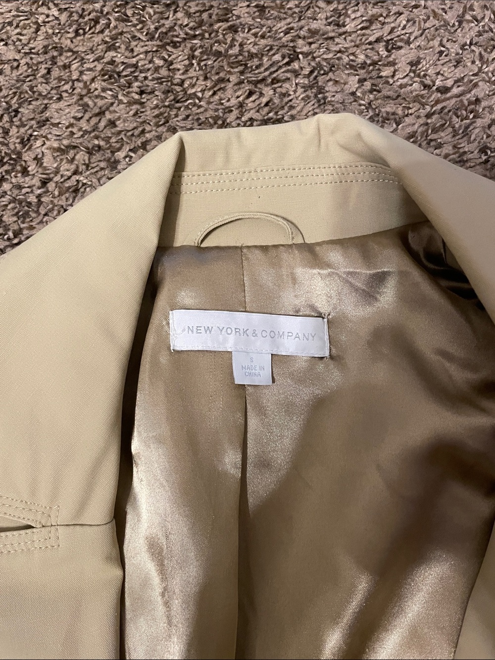 New York & Company Light Beige Trench Coat with Belt - Picture 2 of 5